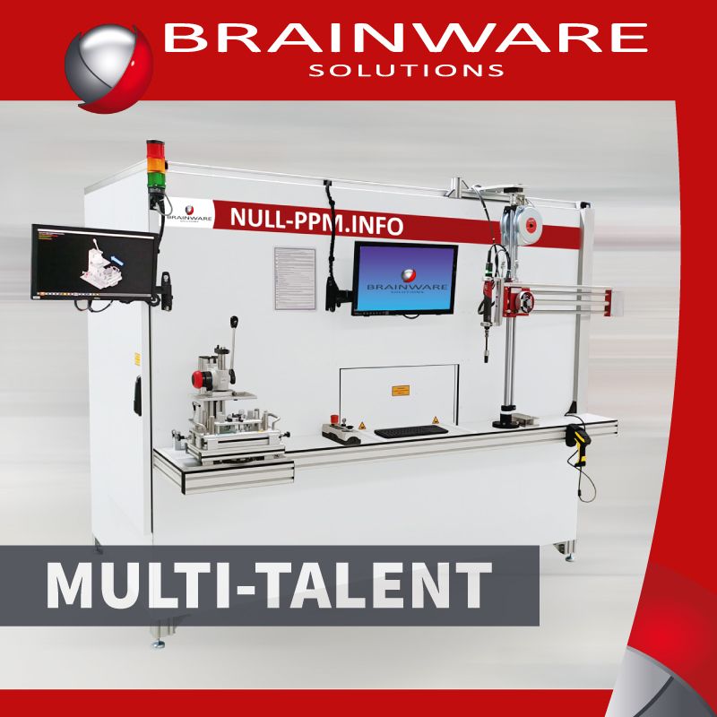 Ein Multitalent: kombinierter Montage- und Prüfarbeitsplatz mit integrierter Laserbeschriftungseinheit